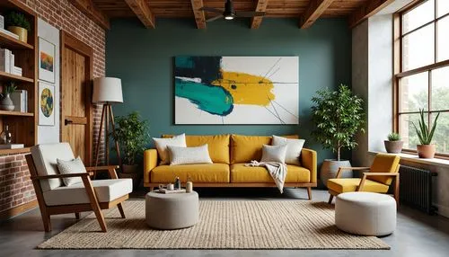 modern decor,contemporary decor,mid century modern,living room,interior decor,livingroom,apartment lounge,sitting room,modern living room,interior design,interior decoration,paintings,wall decor,modern minimalist lounge,wall art,mid century house,interior modern design,the living room of a photographer,decor,abstract painting