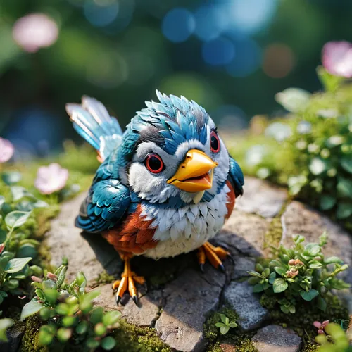 Super Ginrai from anime, natural shot, tilt-shift macro shot,garden bird,beautiful bird,nature bird,mandarin duck portrait,colorful birds,an ornamental bird,spring bird,ornamental bird,bird photograph