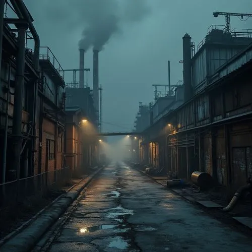 industrial landscape,industrial smoke,dishonored,industrial,chemical plant,empty factory,refinery,factories,smoketown,industrial ruin,industrie,industrialization,industrielles,fabrik,industrielle,heavy water factory,norilsk,industrialism,darktown,industriale,Photography,General,Realistic