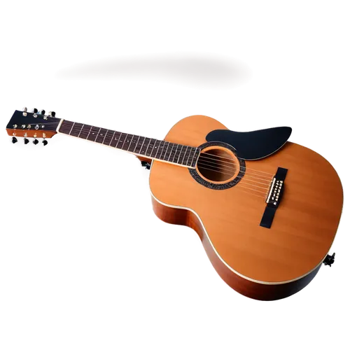 Acoustic guitar, wooden body, steel strings, tuning pegs, fretboard, sound hole, brown wood grain, shiny metal hardware, soft lighting, 3/4 composition, shallow depth of field, warm color tone, cinema