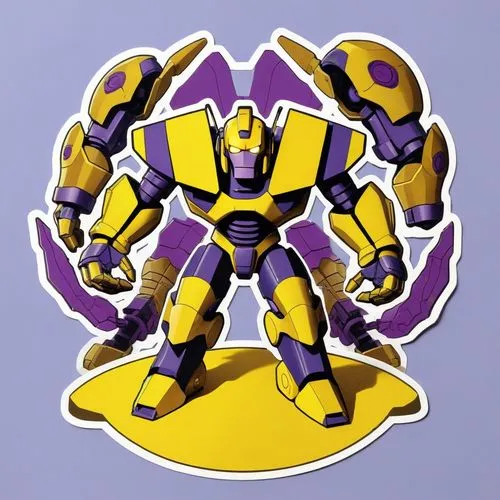 a sticker depicting a robot that is in the shape of a round,impactor,medabot,ratbat,metabee,bumblebee,kryptarum-the bumble bee