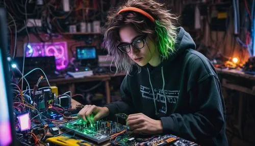 cyberpunk,girl at the computer,cyber glasses,women in technology,circuitry,computer freak,cyber,trip computer,electronics,elektroniki,oscillator,circuit board,dj,hardware programmer,electronic music,computer art,electronic,cyclocomputer,turbographx,circuit prototyping,Conceptual Art,Graffiti Art,Graffiti Art 11