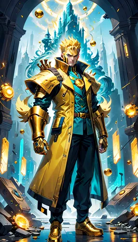 Superhero, reimagined from the ancient tale of King Midas, wields the power of transformation not as a curse but as a force for good. His suit, a pinnacle of alchemical prowess, harnesses the legendar