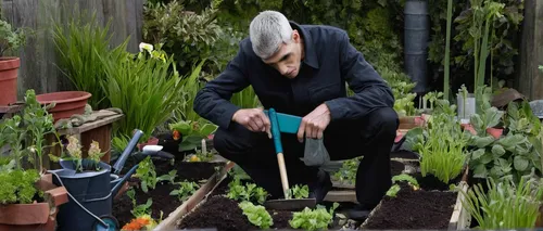 Lurch takes a break from his gloomy duties and discovers a hidden talent for gardening.,picking vegetables in early spring,gardening,planting,work in the garden,garden shovel,garden work,gardener,spri