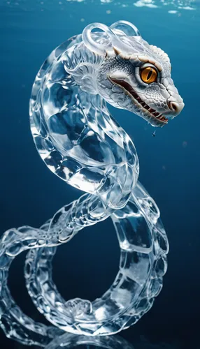 An water typed snake-cat, made of pure ice,
Apply real time illumination ,water snake,sea snake,serpent,blue snake,fractalius,eleutherodactylus,water creature,basilisk,boa constrictor,marine reptile,c