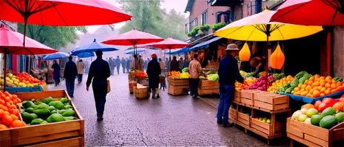 bowl of fruit in rain,fruit market,fruit stand,fruit stands,farmer's market,japanese umbrellas,umbrellas,farmers market,market,watermelon umbrella,fresh fruits,oranges,marketplace,vendors,the market,market vegetables,greengrocer,market stall,large market,fresh fruit,Art,Classical Oil Painting,Classical Oil Painting 41