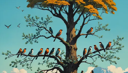 birds on a branch,birds on branch,cardstock tree,bird kingdom,birch tree illustration,bird bird kingdom,flock of birds,bird in tree,jaggery tree,bird on the tree,bird on tree,travel poster,bird on branch,cats in tree,birds perched,tree top,rowan-tree,bird illustration,perching birds,murder of crows,Conceptual Art,Daily,Daily 20