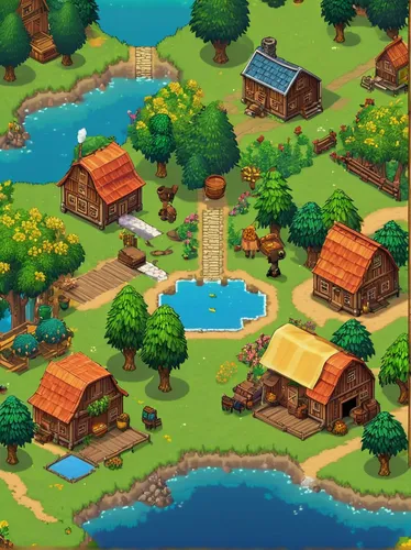 resort town,aurora village,knight village,villages,mountain village,water mill,summer cottage,alpine village,popeye village,country estate,spa town,farms,idyllic,escher village,pony farm,traditional village,old mill,mountain settlement,farm set,fairy village,Illustration,Retro,Retro 21