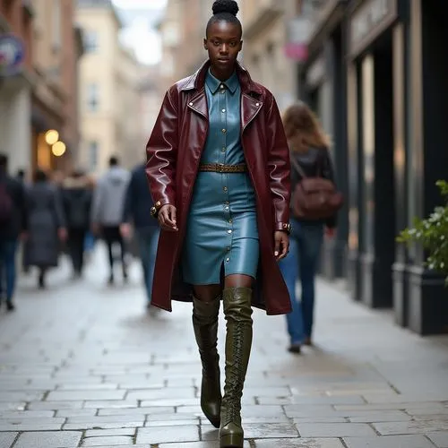 woman in menswear,fashion street,street fashion,parisienne,parisian,turquoise leather,Photography,Fashion Photography,Fashion Photography 11