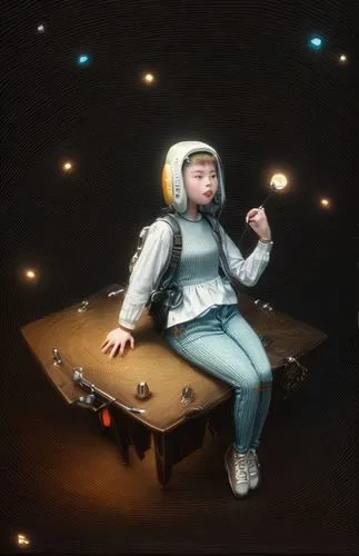 gnome and roulette table,épée,fortune teller,pierrot,spacesuit,bjork,astronautics,spaceman,gnome ice skating,astronaut,cosmonaut,space-suit,hammered dulcimer,woman holding pie,child with a book,album 