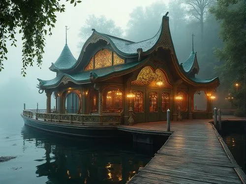 boathouse,boat house,water palace,floating huts,houseboat,asian architecture,houseboats,shaoming,thai temple,house with lake,golden pavilion,house by the water,teahouse,boathouses,dock,the golden pavilion,tranquility,undock,buddhist temple complex thailand,forest lake,Photography,General,Realistic