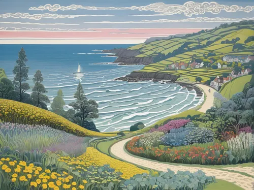 runswick bay,chalk cliff,coastal landscape,robin hood's bay,dorset,landscape with sea,cliff coast,sussex,sceleton coast,beach landscape,gower,cornwall,carbis bay,cliff top,george russell,seaside country,coastal road,east budleigh,carol colman,seaside view,Art,Artistic Painting,Artistic Painting 50