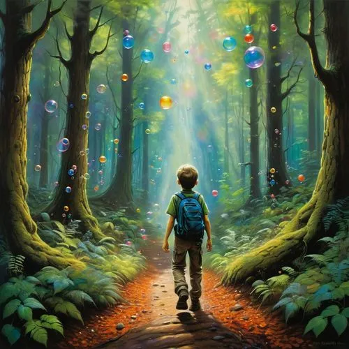 children's background,forest of dreams,forest path,enchanted forest,forest walk,fantasy picture,Illustration,Realistic Fantasy,Realistic Fantasy 32