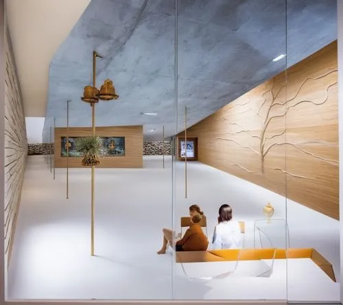 glass transparent walls garden outside the window white floor,two people sit under a glass - walled building,luxury bathroom,modern minimalist bathroom,thalassotherapy,bath room,associati,interior mod