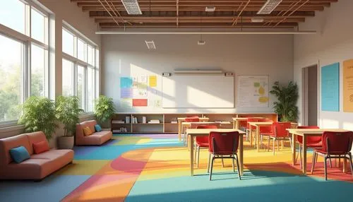 school design,classroom,children's interior,schoolroom,classrooms,class room,children's room,prekindergarten,schoolrooms,study room,gymnastics room,staffroom,kids room,3d rendering,desks,kindergarten,school benches,montessori,kidspace,daylighting,Photography,General,Realistic