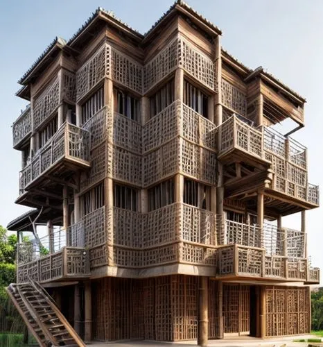 residintal ,stilt house,tree house hotel,stilt houses,multi-story structure,timber house,cube stilt houses,cubic house,tree house,observation tower,wooden facade,wooden construction,animal tower,multi