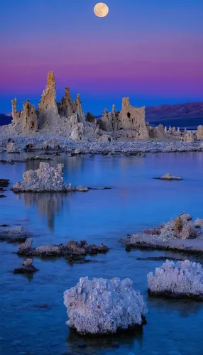 mono lake,lunar landscape,moonrise,moonscape,blue moon,moon seeing ice,ice landscape,moonlit night,blue moon rose,full moon,beautiful landscape,united states national park,moonlit,tufa,jupiter moon,landscapes beautiful,splendid colors,lake tahoe,hoodoos,moon photography,Illustration,Paper based,Paper Based 10