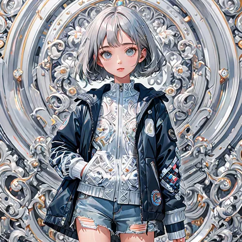 silver,silver rain,piko,metallic door,metal gate,silver blue,alloy,silvery,silvery blue,marionette,imperial coat,chainlink,silver lacquer,steel door,locket,aura,jacket,diamond-heart,baroque,shirakami-sanchi,Anime,Anime,General