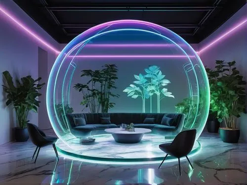 plasma lamp,water sofa,ufo interior,modern decor,fishbowl,interior design,led lamp,futuristic,electrohome,contemporary decor,electroluminescent,aqua studio,apartment lounge,futuristic landscape,light art,interior decoration,water cube,ambient lights,holodeck,inflatable ring,Illustration,Black and White,Black and White 18