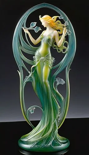 art nouveau,green mermaid scale,art nouveau design,glass signs of the zodiac,glasswares,glass painting,the zodiac sign pisces,merfolk,shashed glass,water nymph,decorative figure,triton,art deco woman,siren,glass vase,glass yard ornament,mother earth statue,3d figure,mermaid vectors,pisces,Illustration,Realistic Fantasy,Realistic Fantasy 03