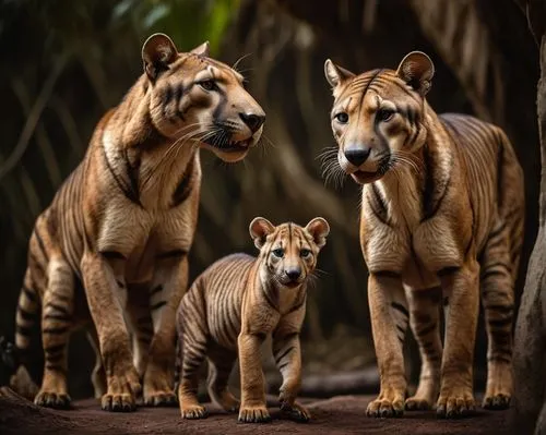 Thylacoleo and its cubs,lionesses,stigers,bandhavgarh,pumas,sumatrana,belize zoo,male lions,harimau,tigers,malayan tiger cub,bengalensis,abyssinians,lion children,mother and children,dynasties,pardus,