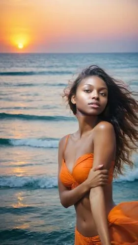 beach background,orange,african woman,african american woman,beautiful african american women,azilah