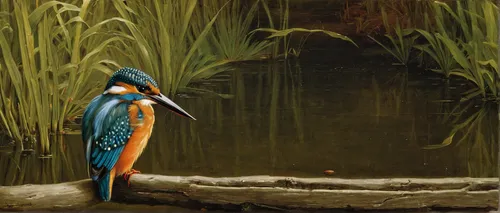 kingfisher,common kingfisher,giant kingfisher,bird painting,gonepteryx cleopatra,pacific heron,cassowary,alcedo atthis,male peacock,wading bird,aquatic bird,bird-of-paradise,waterbird,egretta novaehollandiae,stork billed kingfisher,spoon heron,cow heron,perched on a log,marsh bird,peacock,Art,Classical Oil Painting,Classical Oil Painting 41