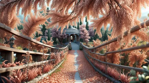 fairy village,clove garden,winter garden,fairy forest,fairytale forest,forest path,fairy tale castle,chestnut forest,garden-fox tail,fairy world,merida,pathway,enchanted forest,disneyland park,gunnera,dandelion hall,fantasy landscape,cartoon forest,3d fantasy,tunnel of plants