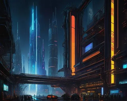 cybercity,metropolis,futuristic landscape,cybertown,coruscant,cityscape,cyberport,cyberpunk,bladerunner,scifi,futuristic,polara,kaidan,sci - fi,dystopian,harbour city,microdistrict,cyberia,sulaco,fantasy city,Illustration,Retro,Retro 07