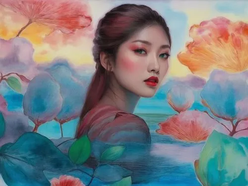 oriental painting,flower painting,zuoying,miss vietnam,xiaofei,ninagawa,Illustration,Japanese style,Japanese Style 18