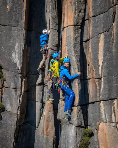 Chris Coppard on The Sorcerer (27) with Garry Phillips belaying, a new independant route that they established on the Totem Pole in 2015 -- some 20 years after the first free ascent of the 65m high pi