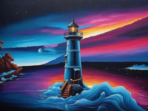 lighthouses,lighthouse,electric lighthouse,light house,red lighthouse,murano lighthouse,phare,point lighthouse torch,painting technique,oil painting on canvas,maiden's tower,crisp point lighthouse,oil painting,oil on canvas,art painting,lava lamp,faro,krakatoa,seascape,sea landscape,Illustration,Realistic Fantasy,Realistic Fantasy 25