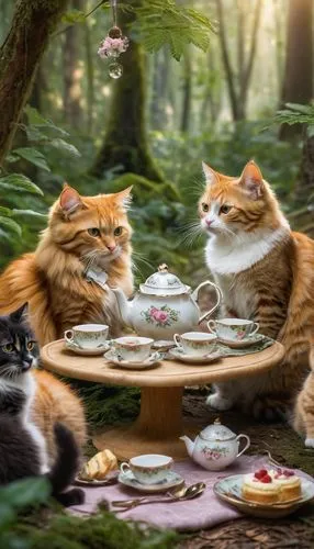 tea party cat,cat drinking tea,teatime,cat coffee,cat's cafe,tea party,Photography,General,Natural