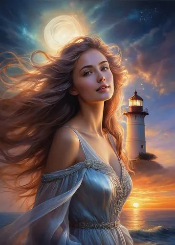 celtic woman,fantasy picture,amphitrite,fantasy art,ariadne,inanna,the sea maid,lyonesse,fathom,atlantica,fantasy portrait,the wind from the sea,mystical portrait of a girl,margaery,lightkeeper,dreamtime,world digital painting,arethusa,romantic portrait,guiding light,Conceptual Art,Daily,Daily 32