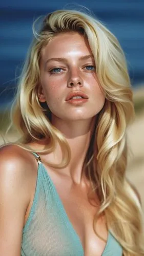 a beautiful blond woman posing on the beach,blonde woman,connie stevens - female,beach background,the blonde in the river,airbrushing,bardot,Photography,General,Realistic