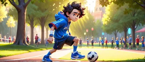 cartton athelte making sports, sout park style,soccer player,sonic the hedgehog,soccer kick,sports hero fella,footballer,football player,world cup,fifa 2018,vegeta,soccer ball,soccer,soccer field,anim