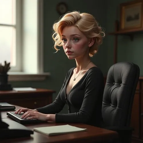 secretarial,girl at the computer,secretary,secretaria,office worker,zakharova