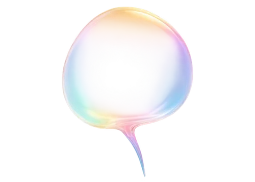 Transparent thinking bubble, spherical shape, iridescent glow, soft misty effect, delicate tendrils, floating in air, solitary, morning light, gentle focus, shallow depth of field, pastel color tone, 