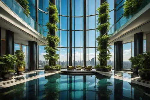 titanum,largest hotel in dubai,atriums,skyloft,penthouses,roof top pool,damac,amanresorts,roof garden,roof landscape,sky apartment,shangri,skyscapers,balcony garden,glass wall,intercontinental,dubay,rotana,luxury hotel,futuristic architecture,Illustration,American Style,American Style 02