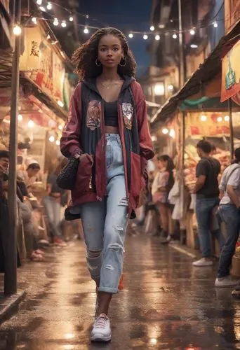 girl walking away,girl in overalls,shanghai,harajuku,jean jacket,pedestrian,osaka,girl in a historic way,tokyo,harlem,denim jacket,a pedestrian,woman walking,new york streets,fashion street,street fashion,fashionable girl,chinatown,urban,the girl at the station,Photography,Cinematic