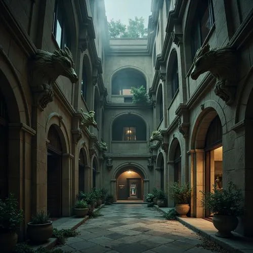 theed,courtyards,courtyard,atriums,corridors,glyptotek,riad,inside courtyard,corridor,hallway,archways,arcades,passage,carreau,sansar,medinah,louvre,arcade,3d render,passageways