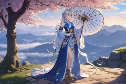 japanese sakura background,sakura background,oriental princess,anime japanese clothing,parasol,plum blossoms,rem in arabian nights,ginkaku-ji,the cherry blossoms,mukimono,water-the sword lily,plum blossom,japanese floral background,violet evergarden,sakura blossom,spring festival,apricot blossom,meteora,sakura blossoms,lily of the field,Art,Classical Oil Painting,Classical Oil Painting 24