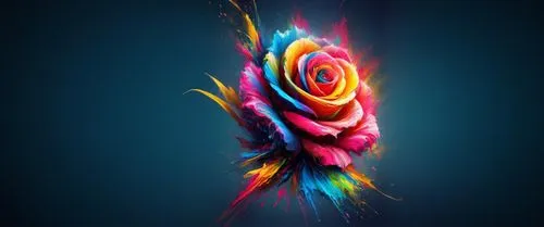 пусто,a colorful flower with feathers flying around,spray roses,colorful roses,colorful spiral,tulip background,neon body painting,colorful heart