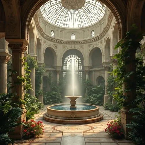 glyptotek,conservatory,winter garden,palm house,atriums,wintergarden,the palm house,fountain,garden of the fountain,theed,marble palace,floor fountain,orangerie,gardens,botanique,louvre,palace garden,atrium,oasis,courtyards,Photography,General,Realistic