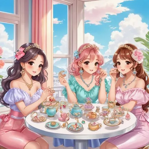 tea party collection,tea party,high tea,afternoon tea,desserts,tea service,tearoom,tea set,thirteen desserts,cupcake background,sweet pastries,coffee tea illustration,tea time,pastry shop,dessert,garden party,sweet table,donut illustration,watercolor cafe,macarons,Illustration,Japanese style,Japanese Style 01