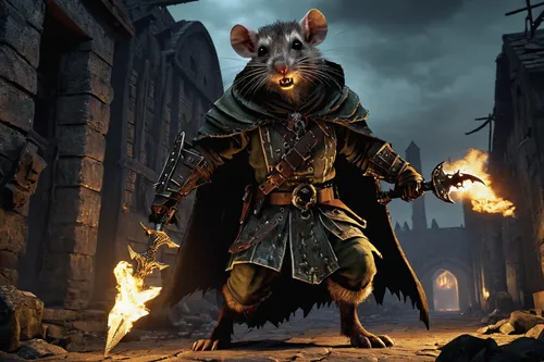 jerboa,splinter,massively multiplayer online role-playing game,kobold,dodge warlock,jester,rotglühender poker,year of the rat,rat,magistrate,robin hood,the pied piper of hamelin,rataplan,color rat,jack rabbit,prejmer,rat na,hag,brown rabbit,musical rodent,Illustration,Retro,Retro 06