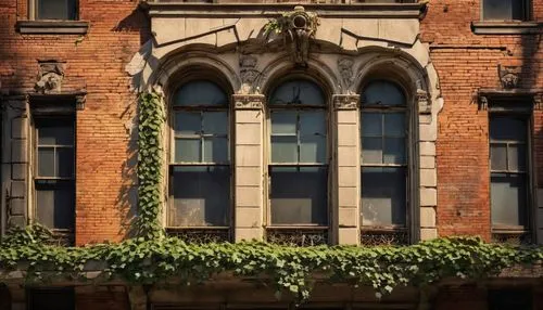 row of windows,old windows,italianate,old brick building,drainpipes,old window,old architecture,rectories,water plant,wooden windows,windowpanes,dilapidated building,entablature,leuven,facades,window front,abandoned building,old town house,architectural detail,dereliction,Illustration,Japanese style,Japanese Style 07