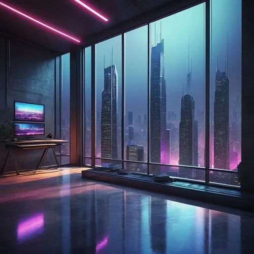 cityscape,cyberpunk,futuristic landscape,atmospheres,cybercity,sky apartment,atmosfera,futuristic,modern room,glass wall,cyberscene,electrohome,contemporary,synth,ambient,hypermodern,livingroom,dubai,windows wallpaper,urban,Illustration,Black and White,Black and White 29