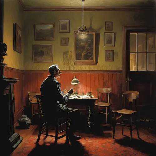 lev lagorio,hans christian andersen,man with a computer,robert harbeck,holmes,watchmaker,sherlock holmes,study room,asher durand,consulting room,meticulous painting,the listening,danish room,anton chekhov,sherlock,sebastian pether,girl studying,abraham lincoln,wade rooms,james handley,Conceptual Art,Fantasy,Fantasy 01