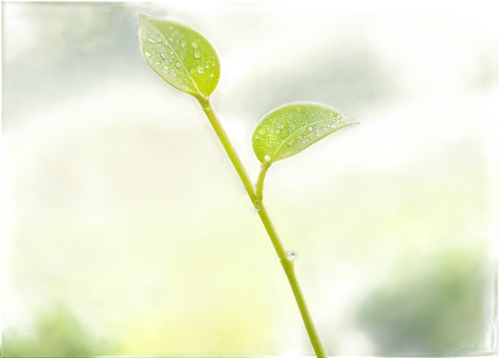 Single stem, green leafy, delicate petals, thin stalk, gentle curves, morning dew, soft natural light, shallow depth of field, warm color tone, macro photography, 1/2 composition, blurred background.,